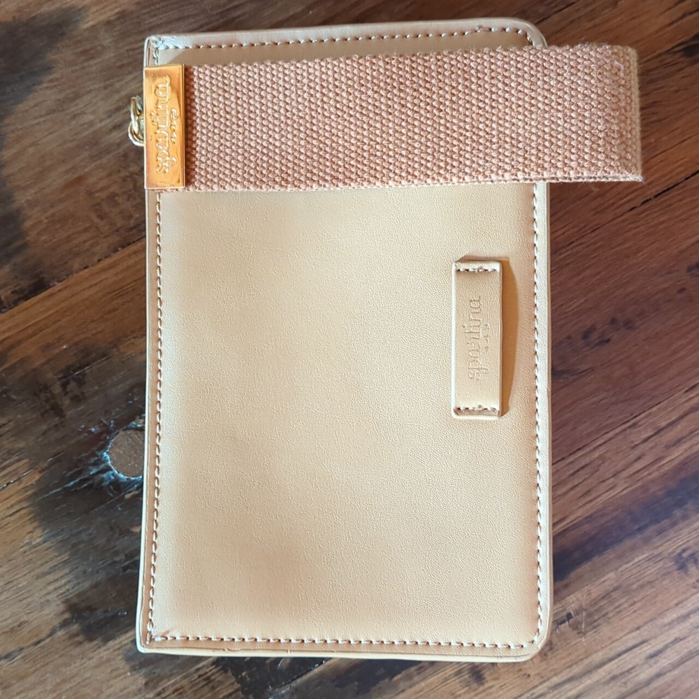 Stunning Spartina 449 Camel Leather Wristlet. Structured with Gold Hardware.